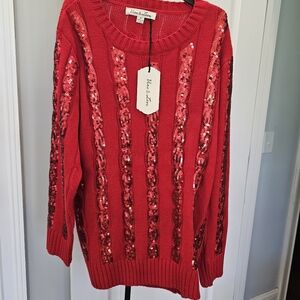 Vine & Love Cable Knit Sweater NWT Valentine Red Med
